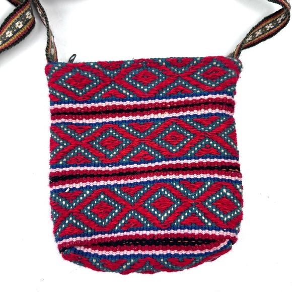 Peruvian Inca Alpaca Crossbody Bag Boho Colorful Geometric Handbag Purse - Picture 5 of 11